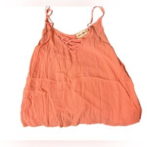 Coral crop sleeveless tank top v-neck size large